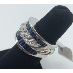 Charles Krypell - 18k White Gold, Diamond and Sapphire Ring